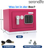 SereneLife Elektronischer Safe | robuster 23,1 x 17 cm Geldtresor | digitaler Touchpad-Schloss mit Code 2 Schlüsseln | kleiner Safe für Zuhause/Büro, sicheres Bargeld, Schmuck, Schusswaffen