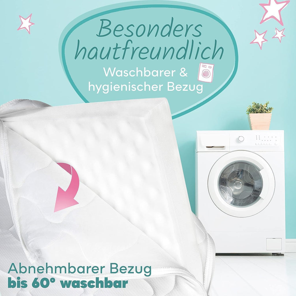 Sun Garden Babymatratze, Kindermatratze 70x140 cm mit Trittkante, Oeko Tex 100 Zertifiziert, Baby Matratze für Babybett, Kinderbett oder Reisebett, Bezug bis 60°C Grad waschbar