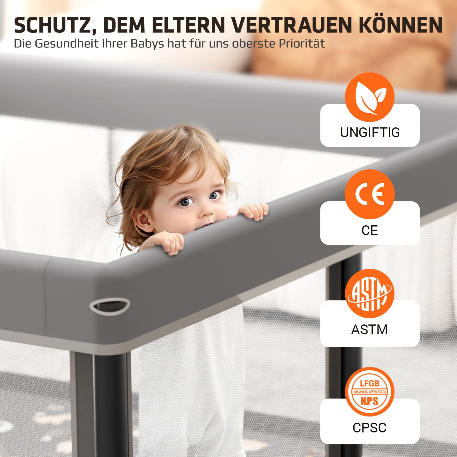 laufstall baby faltbar mit Matte,127x127,zusammenklappbarer Laufstall für Babys und Kleinkinder,Sicherheitslaufstall für Kinder im Innen-und Außenbereich,tragbarer Reiselaufstall und 50 Ozeanbällen