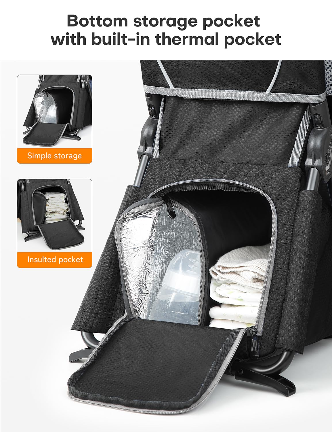 besrey Kraxe Kindertrage mit Aufbewahrungstasche, tragbare Kinderrückentrage für Reise, Kinderkraxe wandern für 6-36 Monate, Tragesitz bis 20 kg, zusammenklappbare (Upgrade Modell Schwarz)