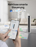 Dreo Turmventilator mit Wasserkühlung, 43” Luftkühler mit Wasserkühlung Leise, 4-Geschwindigkeiten-4-Modi Verdunstungskühler, APP-Steuerung, Eisbeutel, 85° Oszillation, 12-Std. Timer, weiß