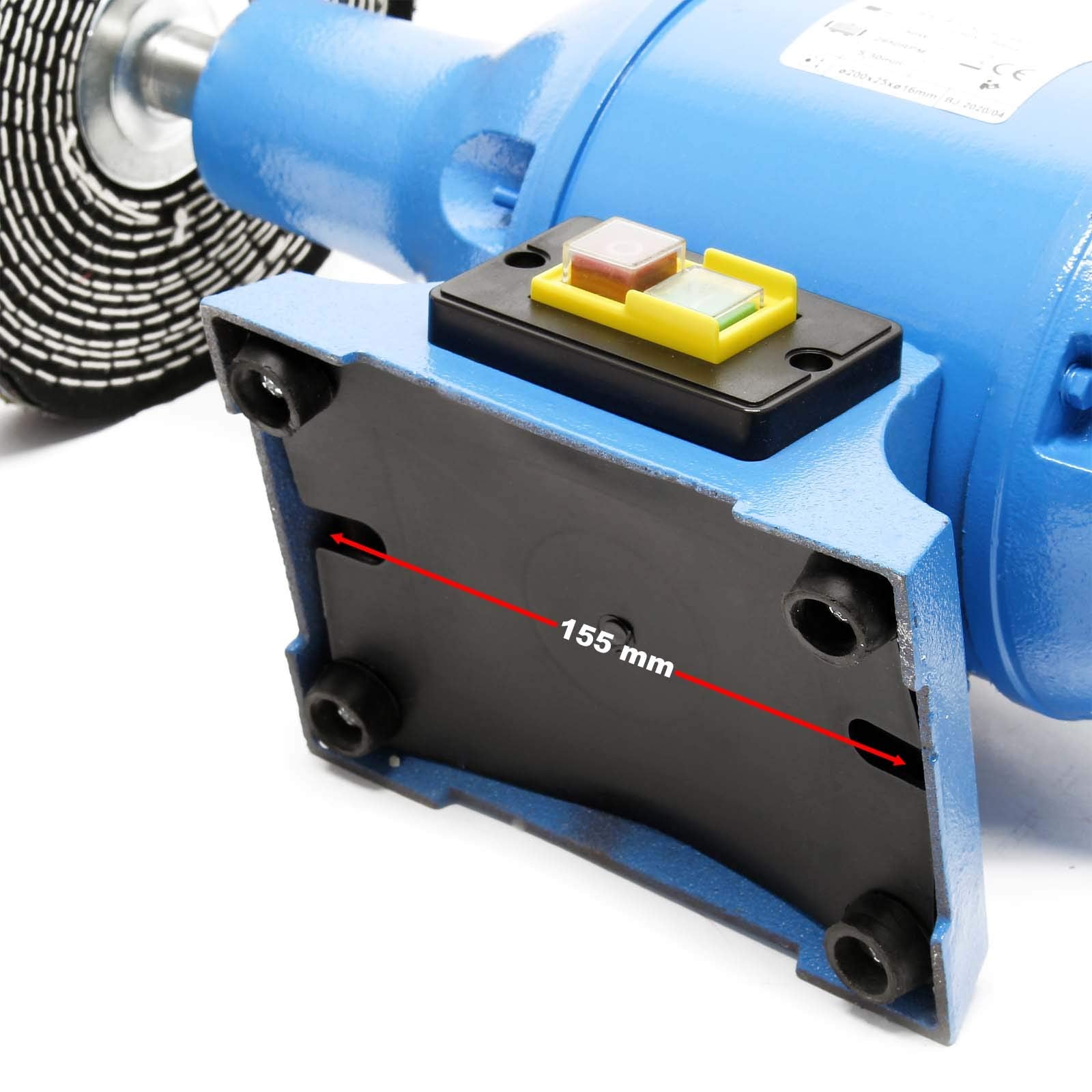 Wiltec Poliermaschine 750W mit 2 Polierscheiben Ø 200mm, 2950 U/min, Doppelschleifer mit robustem Gehäuse aus Guss und Standfuß