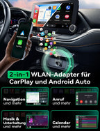 Wireless Carplay & Android Auto Adapter, Mavlou Metalldesign Mini & Stabiler 2-in-1-Dongle, Convert Wired CarPlay/Android Auto zu Wireless, für iOS 10+/Android 11+ & Autos ab 2016 (Schwarz)