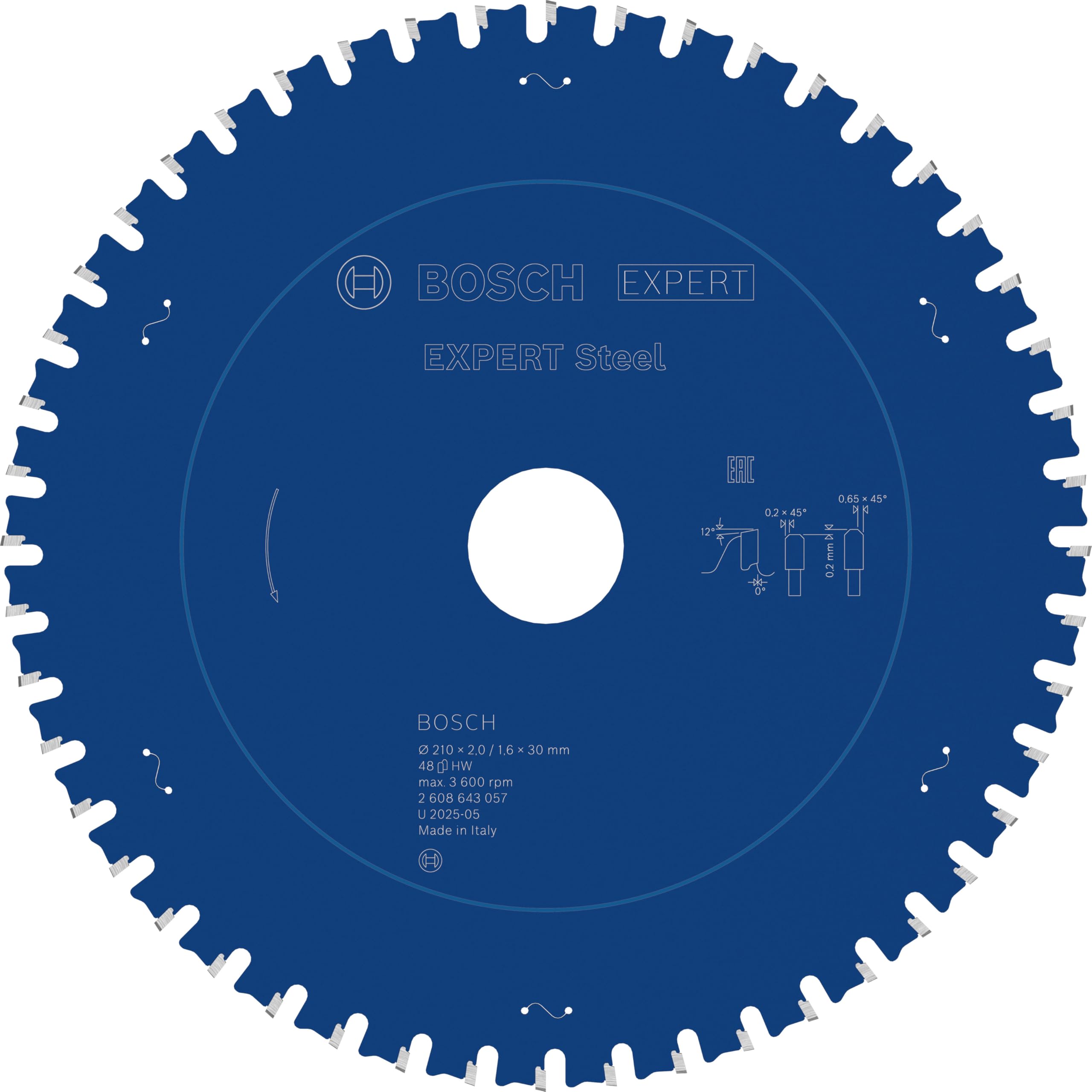 Bosch Accessories Bosch Professional 1x Kreissägeblatt Expert for Steel (für Stahl, Sägeblatt Ø 210 x 30 x 2,0 mm, 48 Zähne, Zubehör Kreissäge)