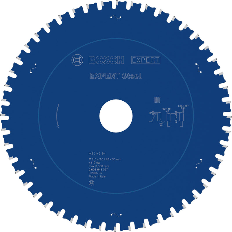 Bosch Accessories Bosch Professional 1x Kreissägeblatt Expert for Steel (für Stahl, Sägeblatt Ø 210 x 30 x 2,0 mm, 48 Zähne, Zubehör Kreissäge)