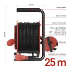 EMOS - Kabeltrommel 25m in FRENCH Standard - 1,0 mm2 - IP44 für Außenbereich