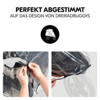 hauck Universal Regenschutz für Dreirad Kinderwagen 58 x 48 x 90 cm, Reflektierend, Kontakt & Belüftungs Fenster, Kompatibel mit Runner & Runner 2, Einfache Klettverschluss Befestigung (Transparent)