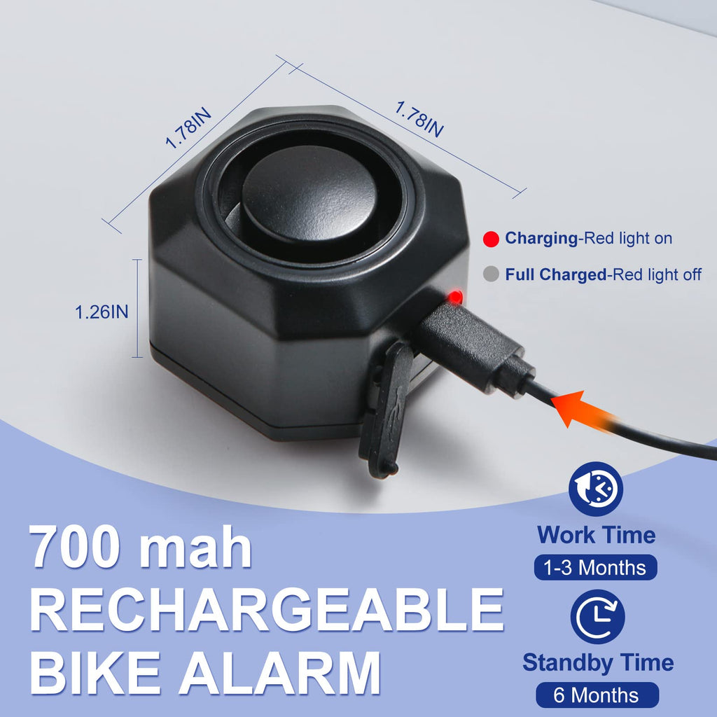 Fahrrad Alarme Elektrofahrzeug Alarm Wireless Vibration Alarm System mit Bewegungssensor Wasserdichter wiederaufladbarer Diebstahl Alarm für Ebikes Fahrrad Roller Auto