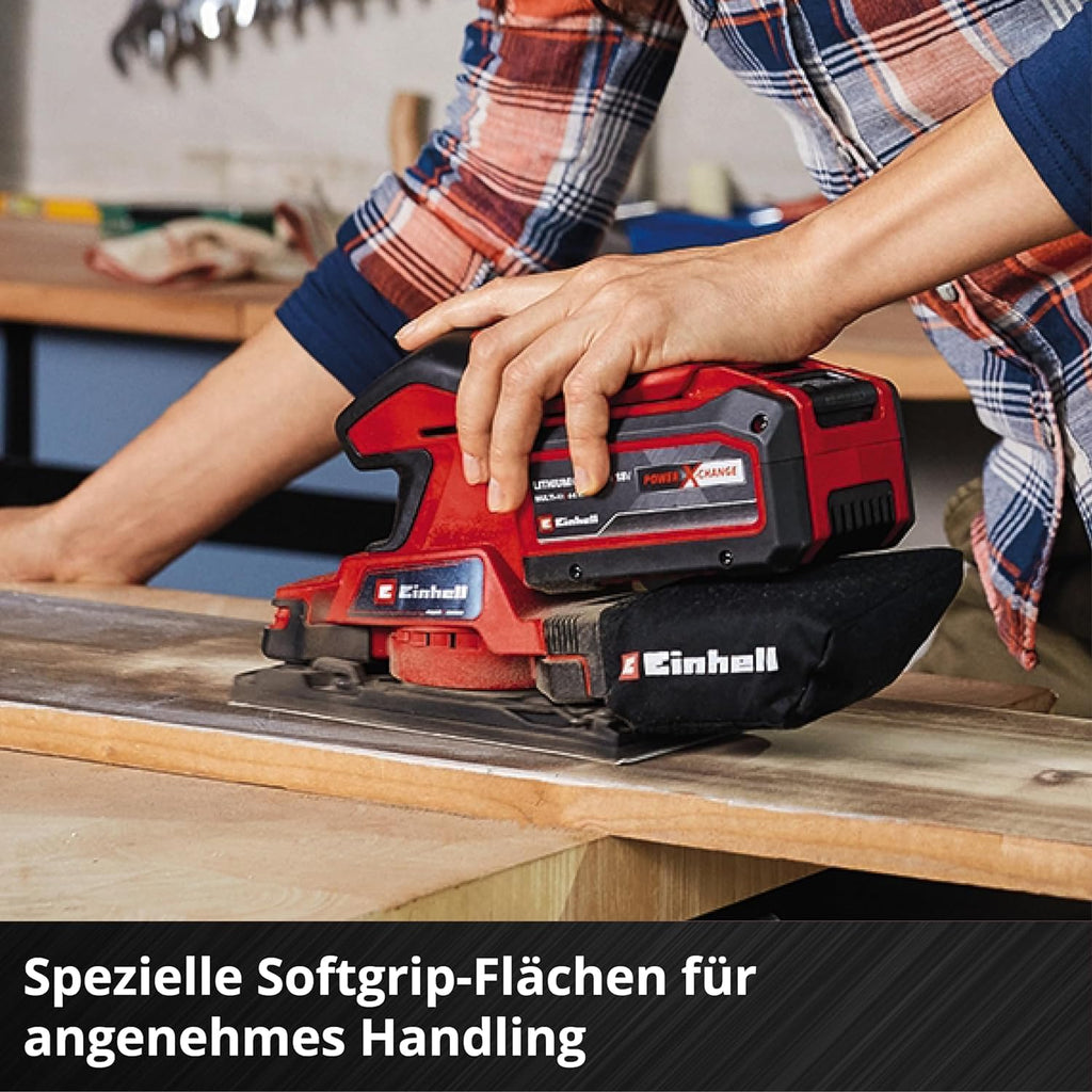 Einhell Akku-Schwingschleifer TC-OS 18/187 Li Solo Power X-Change (Lithium-Ionen, Micro-Klett, Griffflächen mit Softgrip, inkl. 1x Schleifpapier, ohne Akku und Ladegerät)
