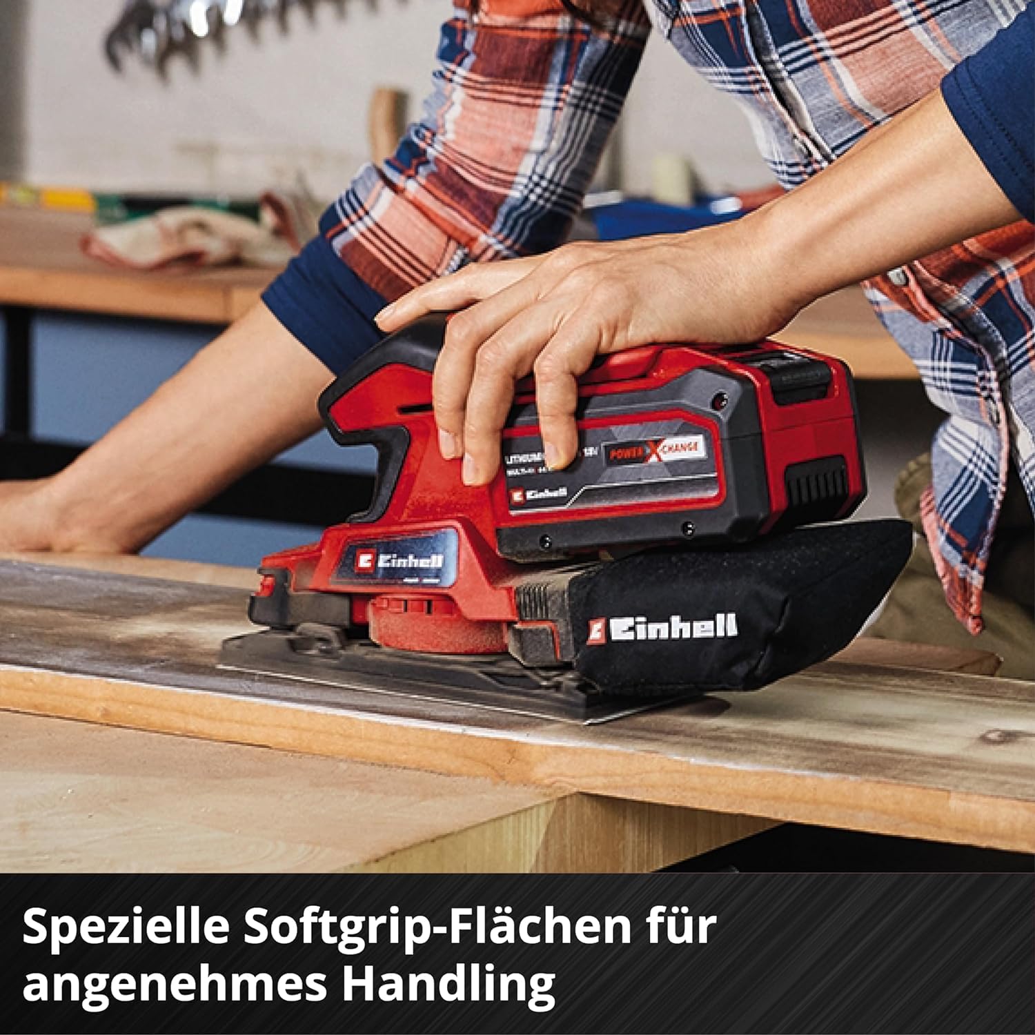Einhell Akku-Schwingschleifer TC-OS 18/187 Li Solo Power X-Change (Lithium-Ionen, Micro-Klett, Griffflächen mit Softgrip, inkl. 1x Schleifpapier, ohne Akku und Ladegerät)