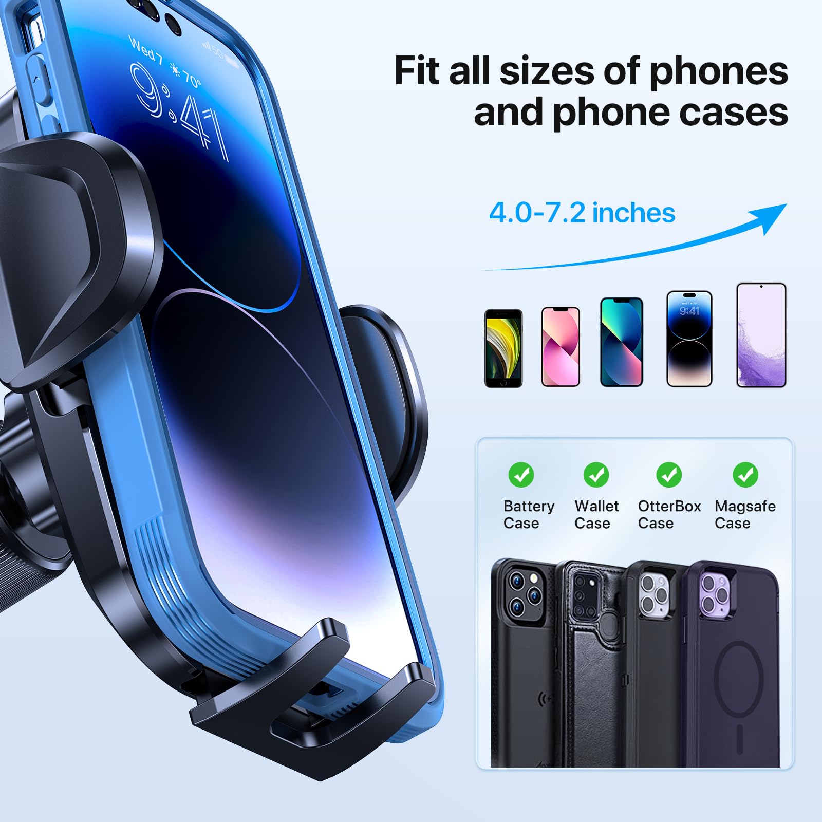 Miracase Handyhalterung Auto[Verbesserter Saugnapf&Metall-Doppelhaken] Handyhalter Auto Lüftung Armaturenbrett Windschutzscheibe, KFZ Handy Halterung für iPhone Samsung Galaxy Alle Smartphones