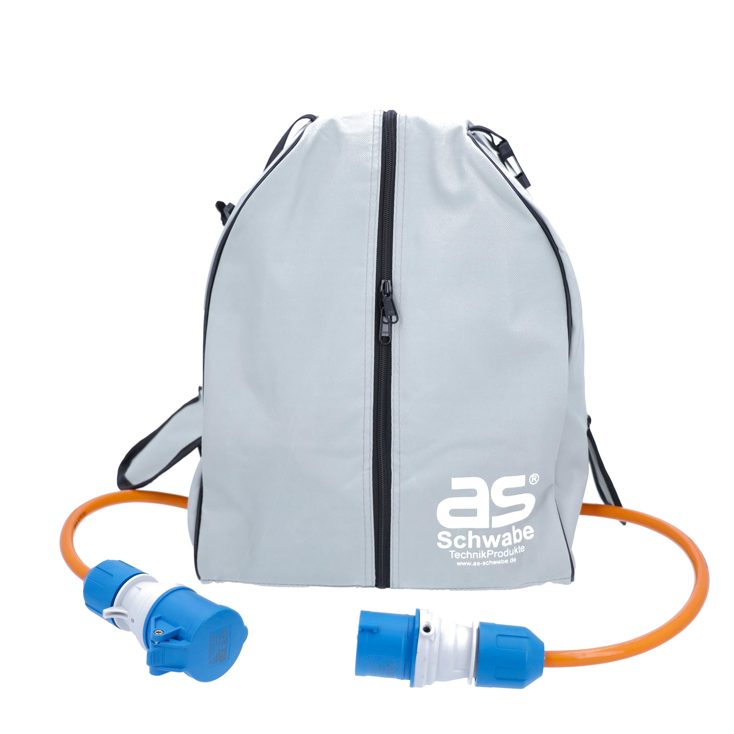 as - Schwabe Outdoor Kabeltrommeltasche 39 x 33 x 21 cm – Allwettertaugliche Schutztasche mit 2x vorgestanzten Kabelöffnungen – Schutz vor Regen und Schmutz – Ideal für Camping Baustelle - Grau, 12279
