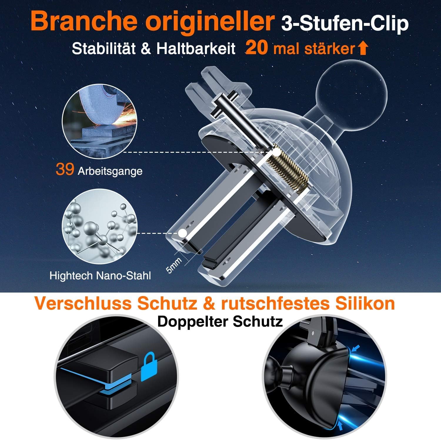 VANMASS Handyhalterung Auto 2026 neuste Version Handy Halterung Auto 4 in 1 Lüftung & Saugnapf Handyhalter 100% Kratzschutz Smartphone Halterungen Innentürgriffe für iPhone 17 Samsung S24 Huawei