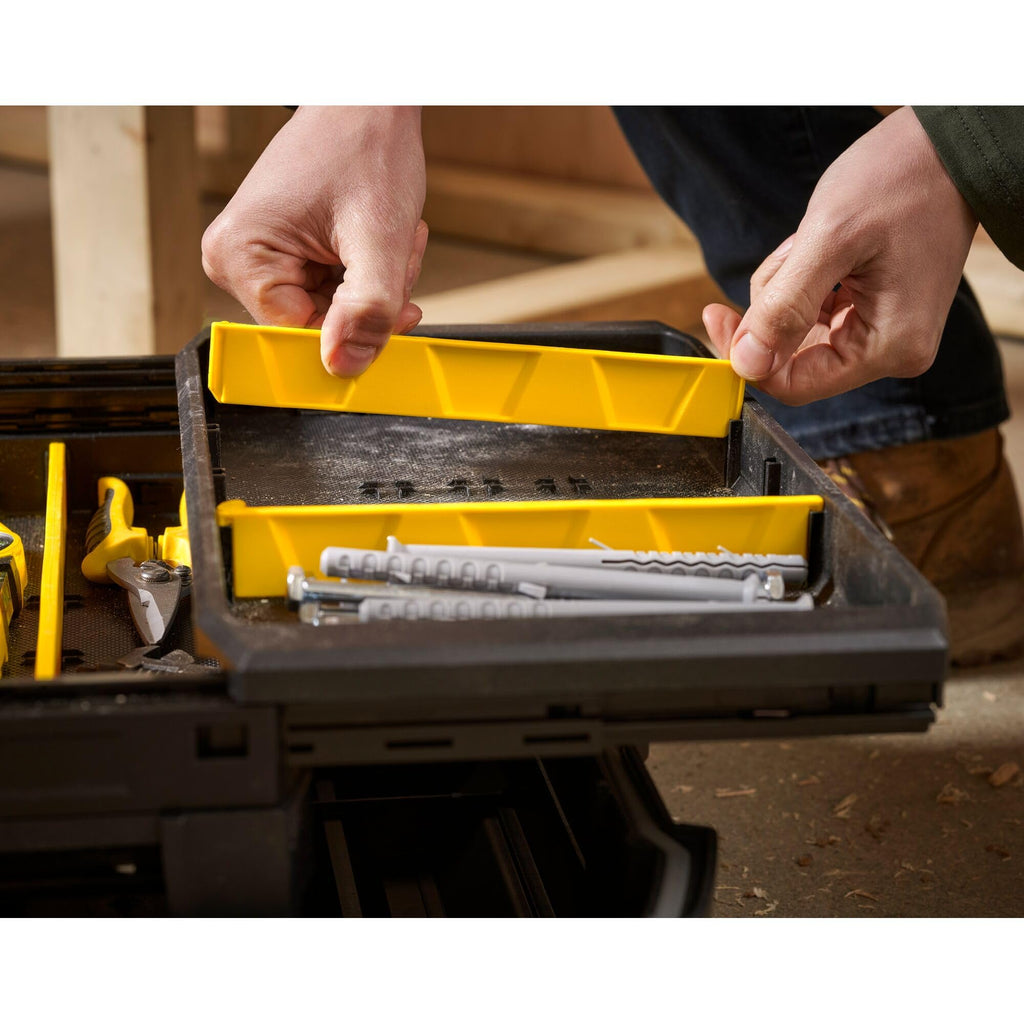 STANLEY FatMax Werkzeugbox Werkzeugkoffer leer Werkzeugkasten - Werkzeugkiste (18 Zoll, 46 x 32 x 24 cm, Koffer für Werkzeuge, Box mit ausladenden Schubfächern, robust) FMST1-71219
