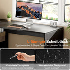 Sweetcrispy L-Form Schreibtisch mit Regal & Schrank, 120x100x75cm Eckschreibtisch, Starker Gaming Tisch mit Ablageflächen, Einfacher Montage, Schwarz