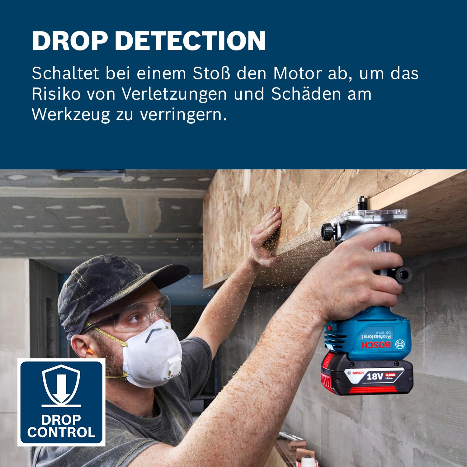 Bosch Professional 18V System Akku-Kantenfräse GLF 18V-8 (Parallelanschl., Saugadapter Oberflächenfr. & Kantenfr., Rollenführung bündiges Schneiden, 8mm-Spannz., Spannschl., L-BOXX, o. Akku/Ladeger.)