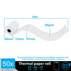 50 EC-Cash Thermorollen 57 x 40 x 12 für EC-Geräte mit Thermodrucker, Thermopapier EC-Cash Bonrolle, Bisphenol-A frei Ø40 mm
