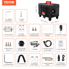VEVOR 8 kW Dieselheizung 12 V /24 V All in One Diesel-Luftheizung, mit Bluetooth App Steuerung & Fernbedienung& Anzeigebildschirm & CO-Alarm, schnell aufheizende tragbare Dieselheizung für Fahrzeuge