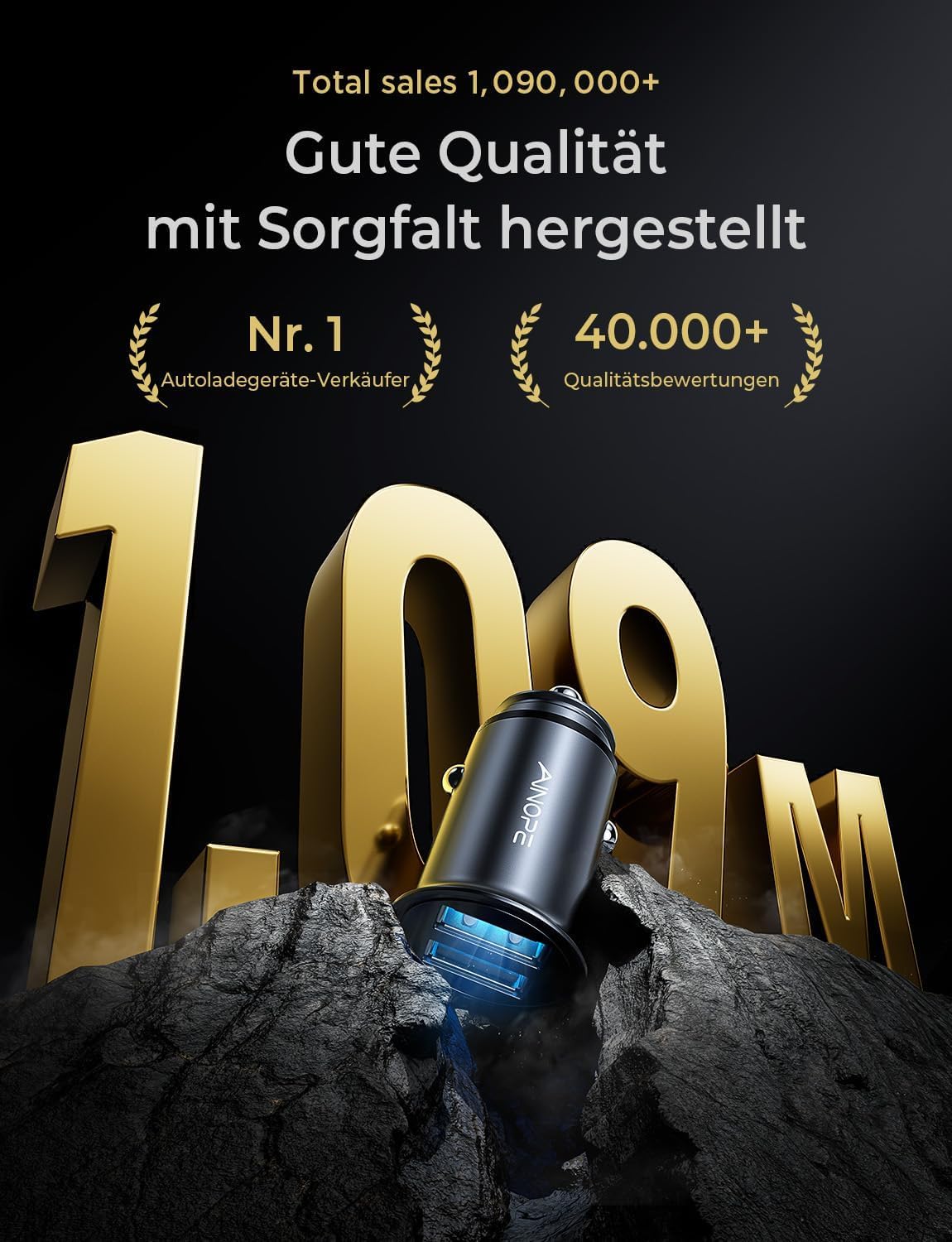 AINOPE 24W Zigarettenanzünder USB, [Mini Metall] 12V USB Adapter Auto Ladegerät, 4.8A Car Charger Steckdose Auto Handy Ladegerät für iPhone 17 Air, Galaxy S25, iPad Pro, Huawei, Xiaomi und mehr