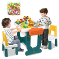 LZQ 5-in-1 Kindertisch mit Stühle Set Kinder Tisch Stuhl Spieltisch mit Bausteine und 2 Stühle Doppelseitiger Tischplatte Multifunktionaler Aktivitätstisch mit Stauraum für Lernen Lernspiele