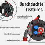Brennenstuhl Garant CEE 1 V2 IP44 Kabeltrommel (CEE-Kabeltrommel mit 30m Kabel in schwarz, ständiger Einsatz im Außenbereich IP44, Made in Germany)