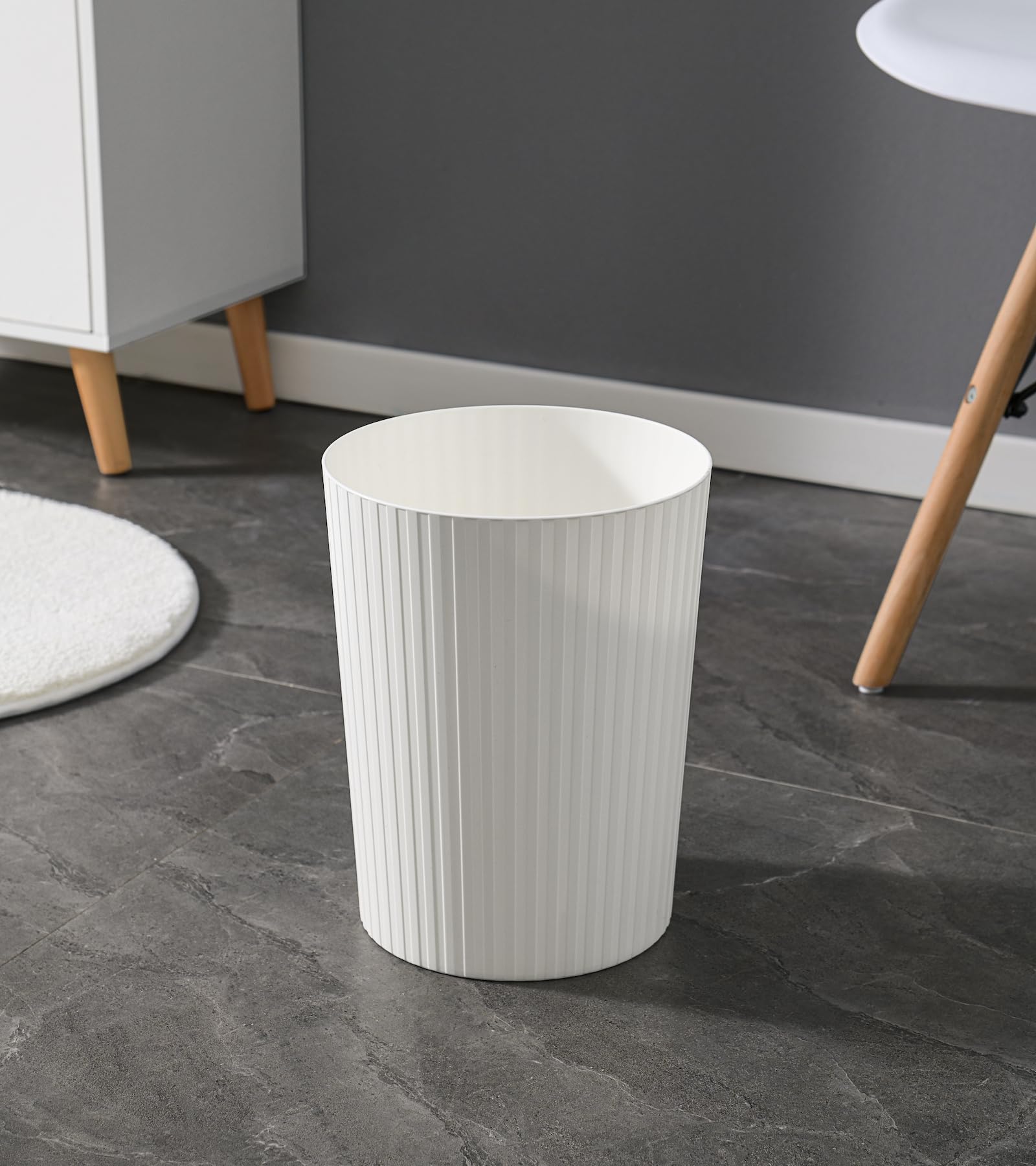 Cetomo 7.2L*3 Mülleimer, Abfalleimer, Müllbehälter, Papierkorb, Abfallbehälter, Plastikmülleimer für Papierabfall, Büro, Schlafzimmer, Kunststoff (PP), Weiß, 7.2L - 3er Pack