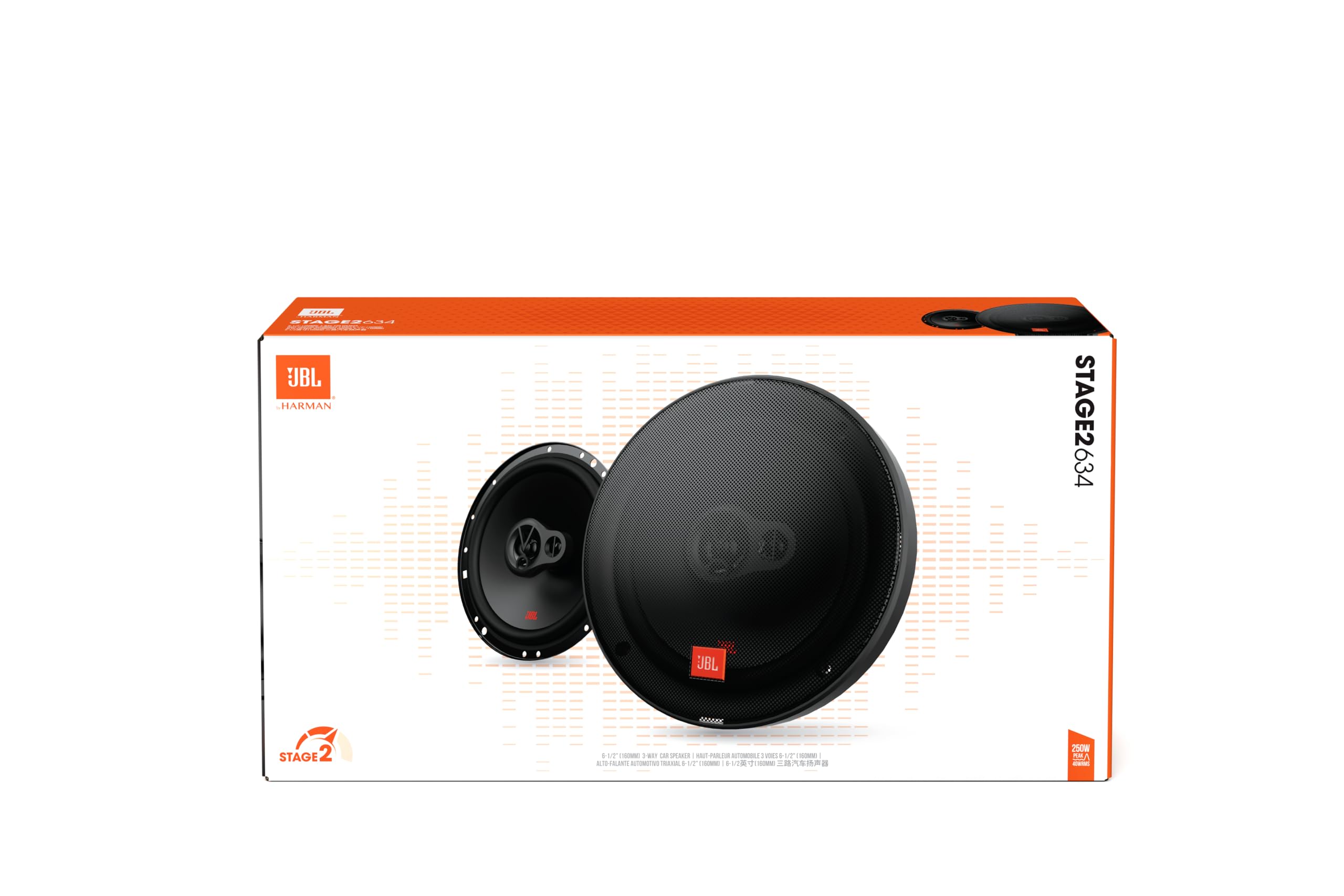 JBL Stage2 634 3-Wege Auto Lautsprecher Set von Harman Kardon - 250 Watt KFZ Auto Boxen - 2 stück Car HiFi Box groß 16,5cm | 165mm | 6,5 Zoll