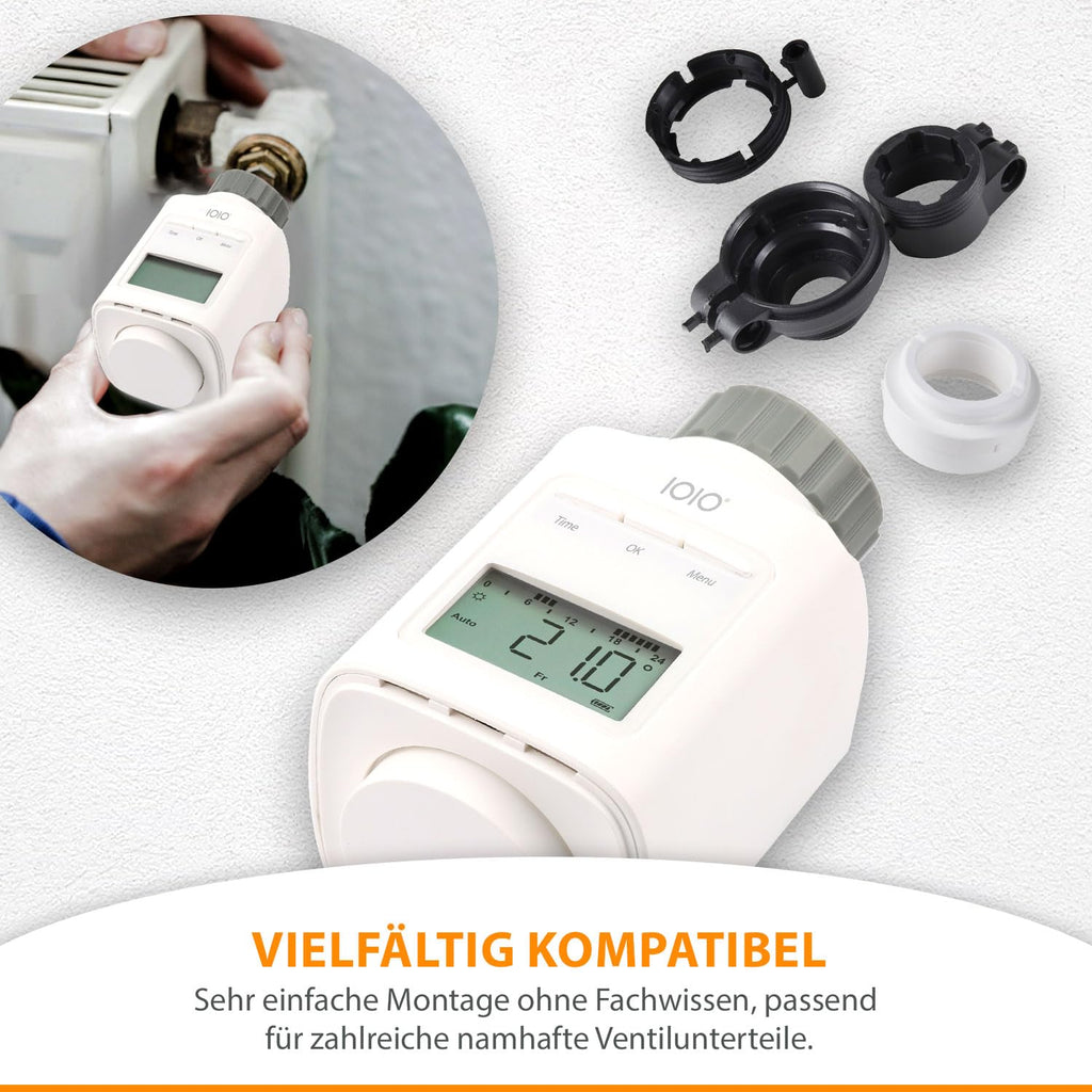 4 Stück IOIO Elektronisches Heizungsthermostat HT 2000/23 | Heizkosten sparen bis 30% | Einfache Installation | Individuell programmierbar | Heizkörperthermostat | Heizkörper Heizungsregler