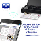 Epson WorkForce WF-110W tragbarer Tintenstrahldrucker (DIN A4, WiFi Direct, Drucker, mobiles Drucken, USB, integrierter Akku, nur 1,6 kg Gewicht) schwarz