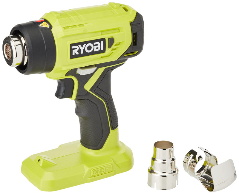 RYOBI 18 V ONE+ Akku-Heißluftgebläse R18HG-0 (Luftstrom 170l/min, Hitzegrad bis 470°, LED-Beleuchtung, mit Zwei Düsen, ohne Akku)