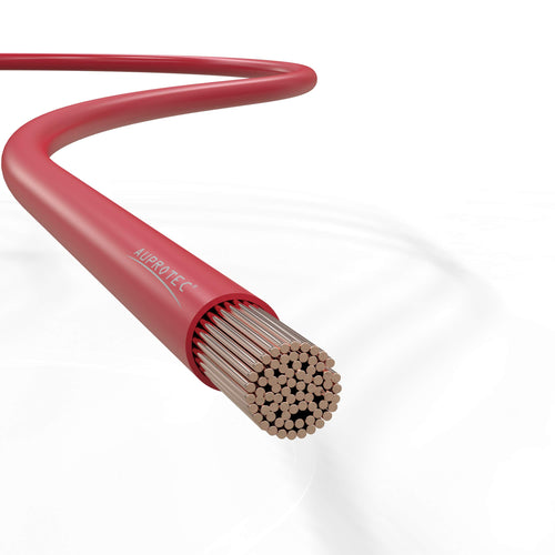 AUPROTEC 5m Fahrzeugleitung 10,0 mm² Fly Batteriekabel Stromkabel Massekabel, Farbe rot