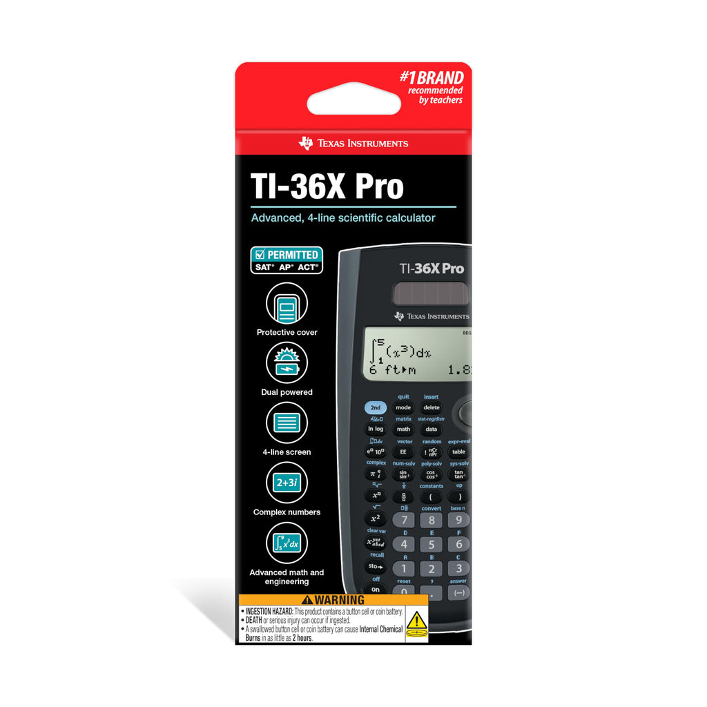 Texas Instruments TI-36X PRO Schulrechner (4-zeilig), nur mit französischer Anleitung und Sprache, 36PRO/TBL/1L1, BLACK