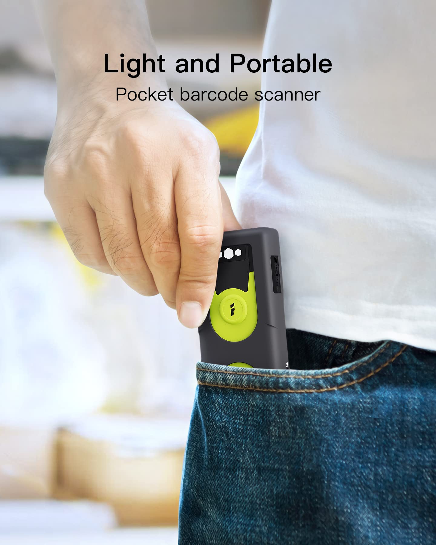 Inateck Barcode Scanner Bluetooth 2D mit 2,4Ghz USB Adapter, liest Barcodes von Bildschirmen, Exklusive Schnelltasten, BCST-42