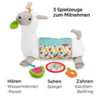 Fisher-Price 4-in-1 Lama Spielkissen zum Spielen in Bauchlage, mit 4 Spielmöglichkeiten, 3 Mitnehm-Spielzeugen und beidseitig bedruckter weicher Decke, für Babys ab der Geburt, GLK39