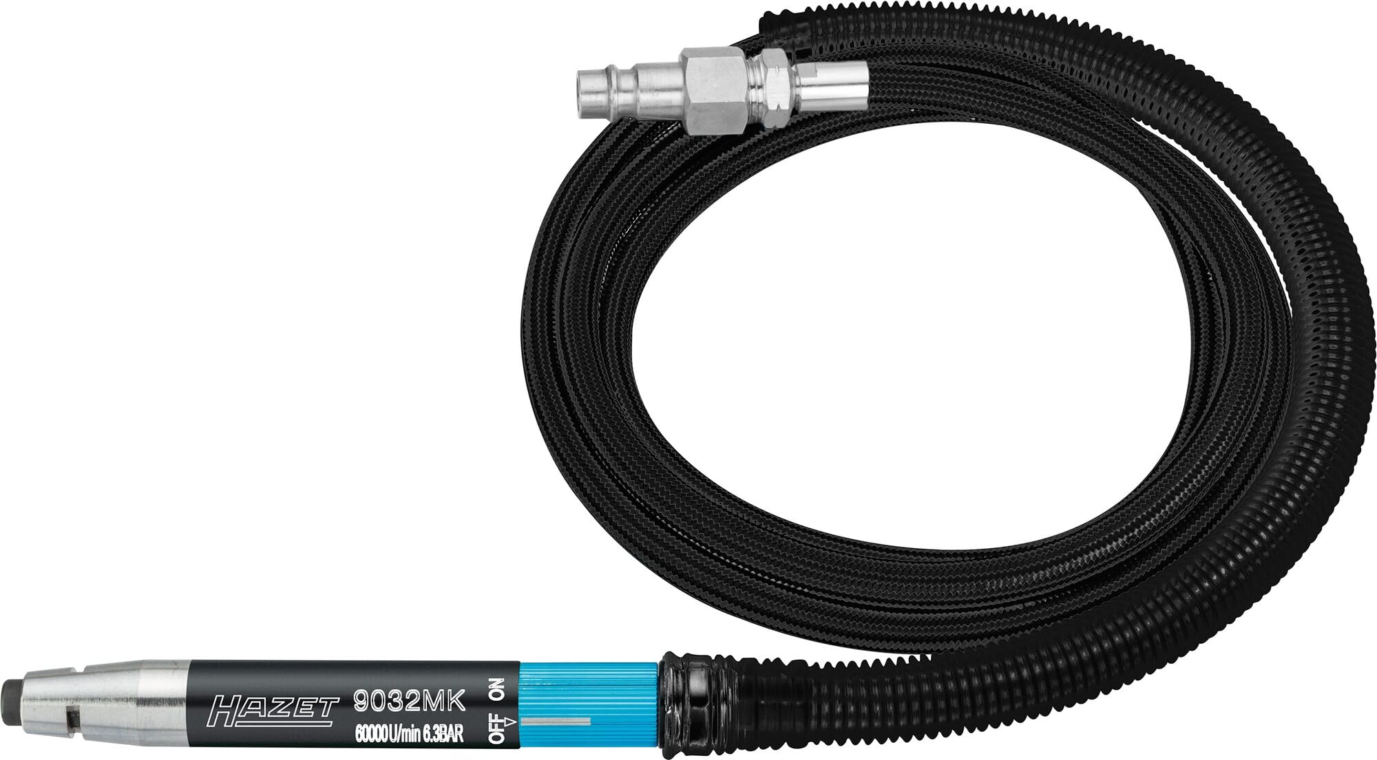 HAZET - Mini-Stabschleifer, gerade 9032MK | Hohe Standzeit dank Kevlar Lamellen | Schlauchlänge: 1500 mm| Kupplungsstecker: Nennweite 7,2