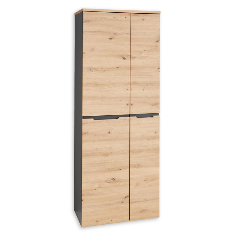 MEMPHIS Aktenschrank in Artisan Eiche Optik, Graphit - Moderner Büroschrank mit 2 Türen - 75 x 197 x 38 cm (B/H/T)