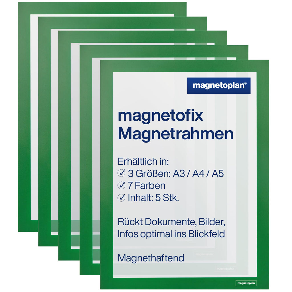 magnetoplan 1130405 magnetofix Magnetrahmen 5 Stück, A3, grün