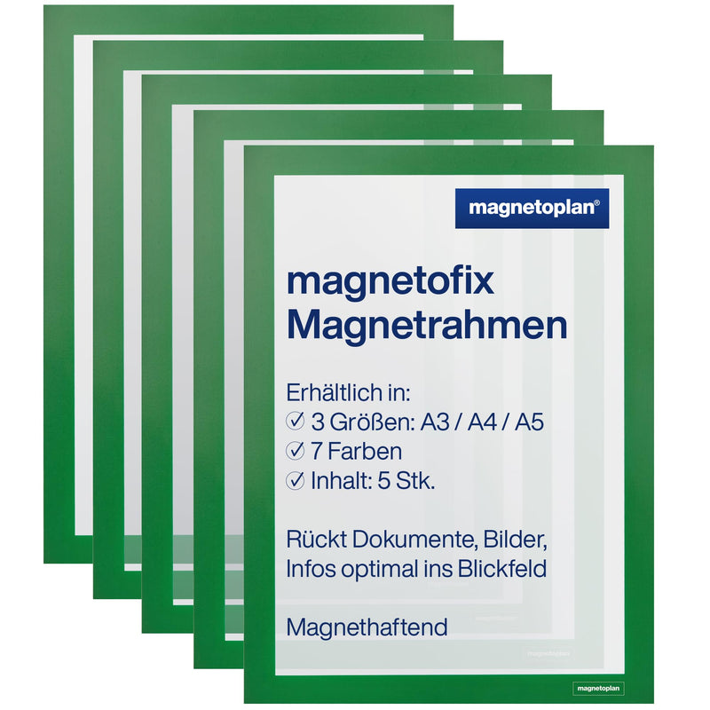 magnetoplan 1130405 magnetofix Magnetrahmen 5 Stück, A3, grün