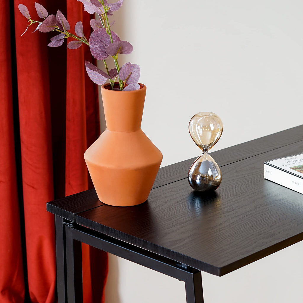 MEUBLE COSY Klapptisch Kleiner Klappbarer Schreibtisch Laptoptisch aus Holz und Metall Computertisch fürs Büro, Wohnzimmer, Home Office, Industrie-Design, Schwarz