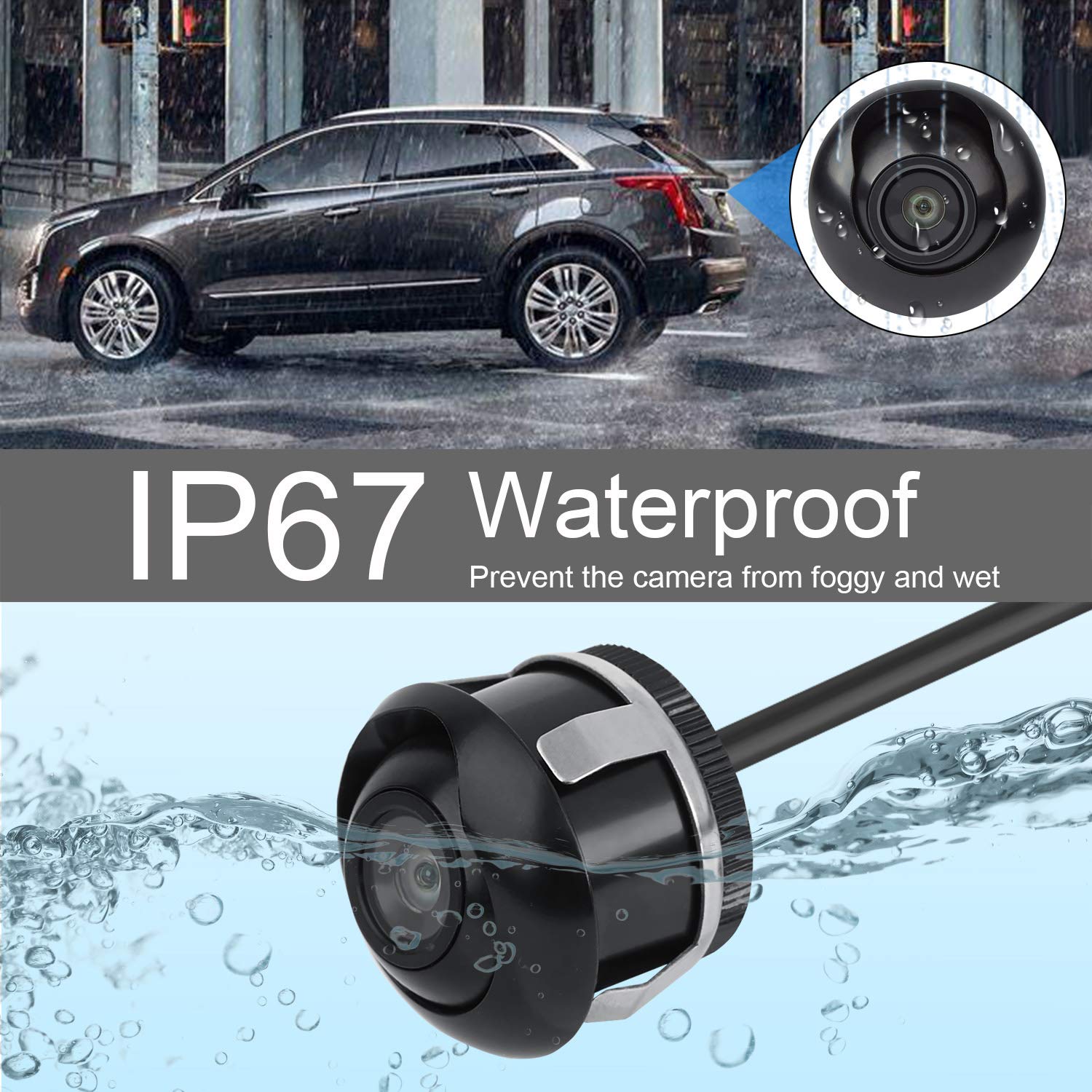 CICMOD Mini Rückfahrkamera Auto HD Universal Rückansicht Kamera 360° Drehbarer Einparkhilfe Nachtsicht Wasserdicht Weitwinkel