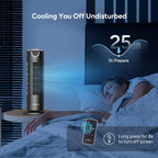 DR.PREPARE Turmventilator mit 12W DC Motor, Tischventilatoren mit Fernbedienung, 25 dB, 7m/s, 8 Geschwindigkeiten, 1–8 Stunden Timer, 80° Oszillierender, Leise Ventilator für Schlafzimmer, Büro