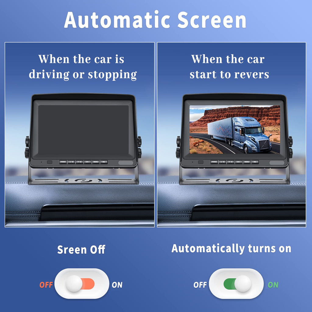 CAMECHO RV Rückfahrkamera Kit mit 8-Zoll-LCD-Monitor+ AHD 1080P Rückfahrkamera*2 mit Nachtsicht IP69 Wasserdicht für LKW/Anhänger/Bus/Van/Landwirtschaft mit 5m + 15m Kabel