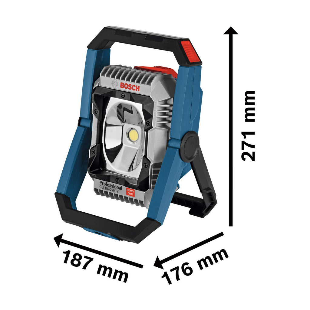 Bosch Professional 18V System Akku LED-Baustellenlampe GLI 18V-2200 C (max. Helligkeit 2200 Lumen, Connect Ready, ohne Akku/ Ladegerät)