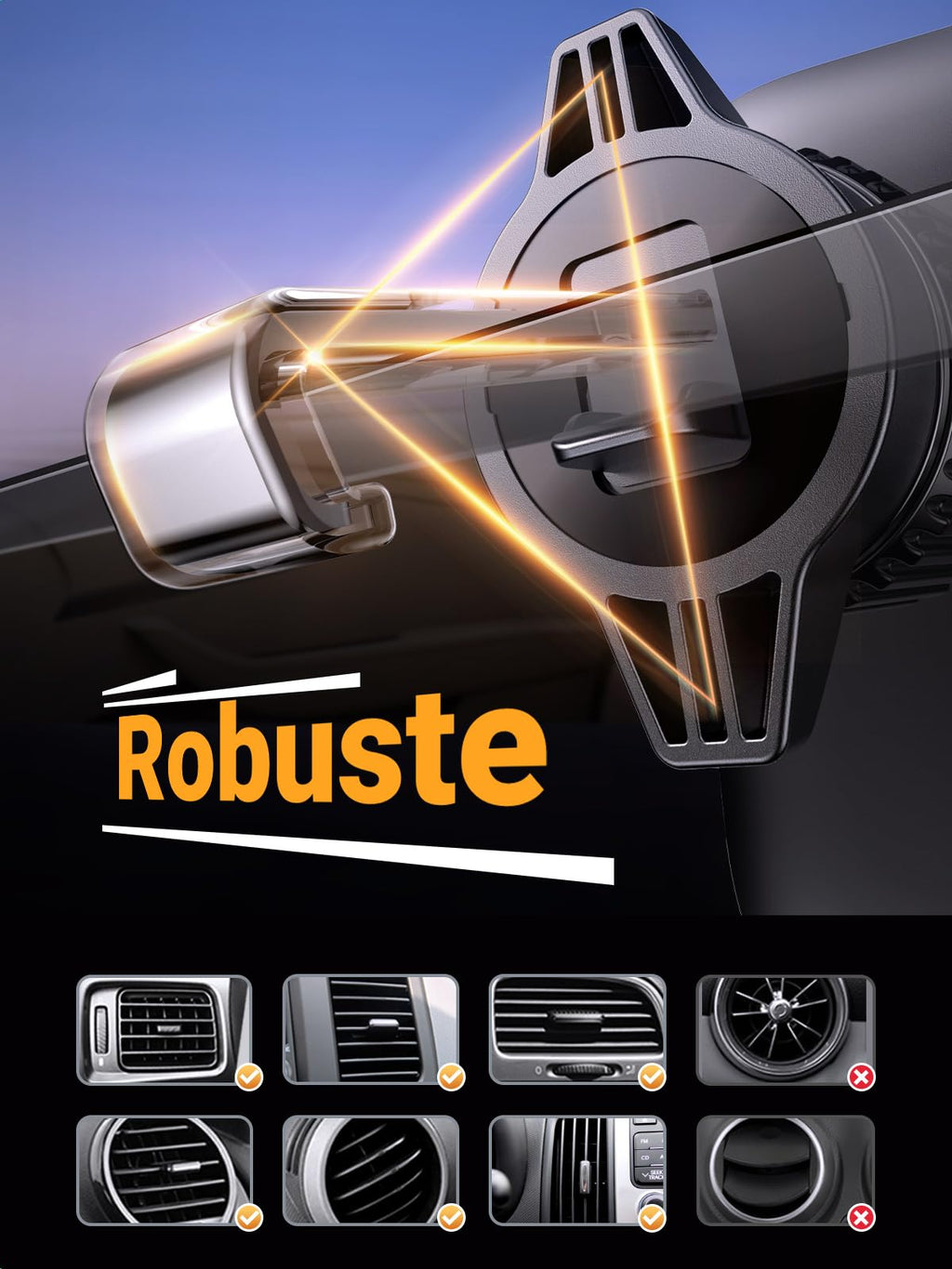 UGREEN Handyhalterung Auto [Upgrade Bombenfest Lüftungshaken] Smartphone Halterung für Lüftungsschlitze, kompatibel mit iPhone 17 16 15 14 13 Pro Max, Galaxy S23 S22 S21, Mate 60 Pro usw.(Schwarz)