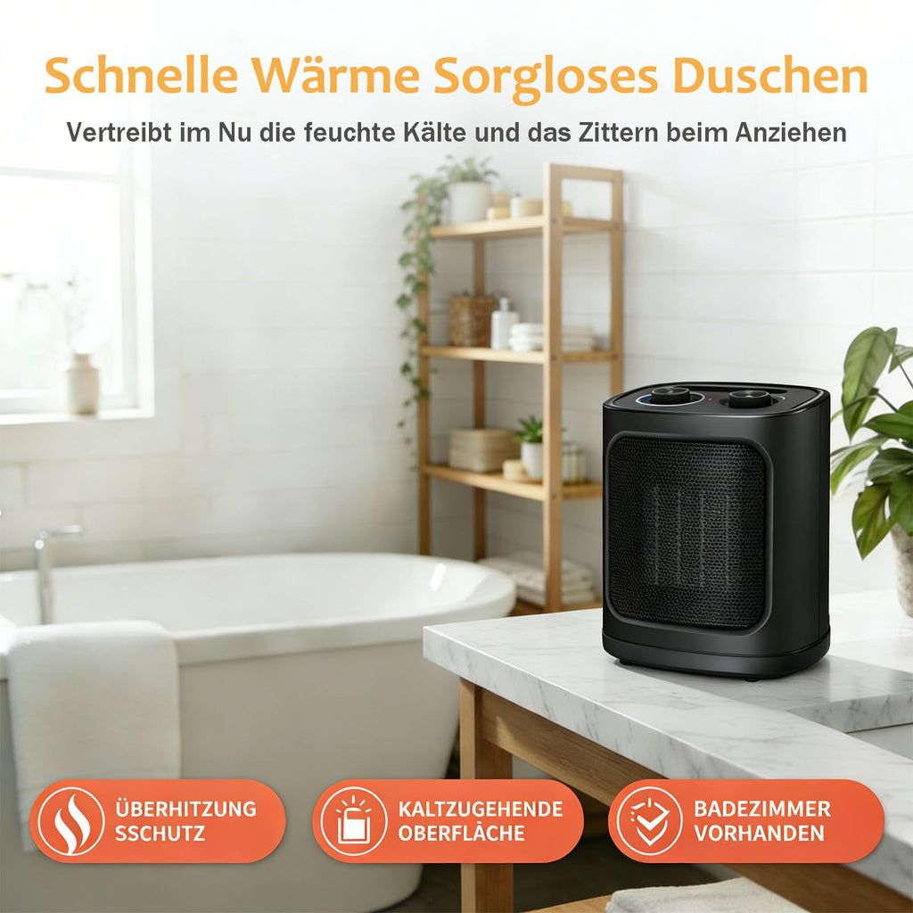 COWSAR Mini Heizlüfter Energiesparend, 1800W Elektroheizung 3 Heizstufen ✓ Überhitzungs & Kippschutz ✓ Keramik Heizlüfter für Badezimmer, Schlafzimmer, Büro
