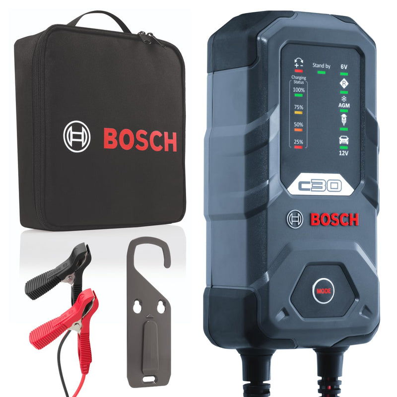 Bosch C30 Batterieladegerät Mit Erhaltungsladung Für Autobesitzer Schnellladung Vielseitig