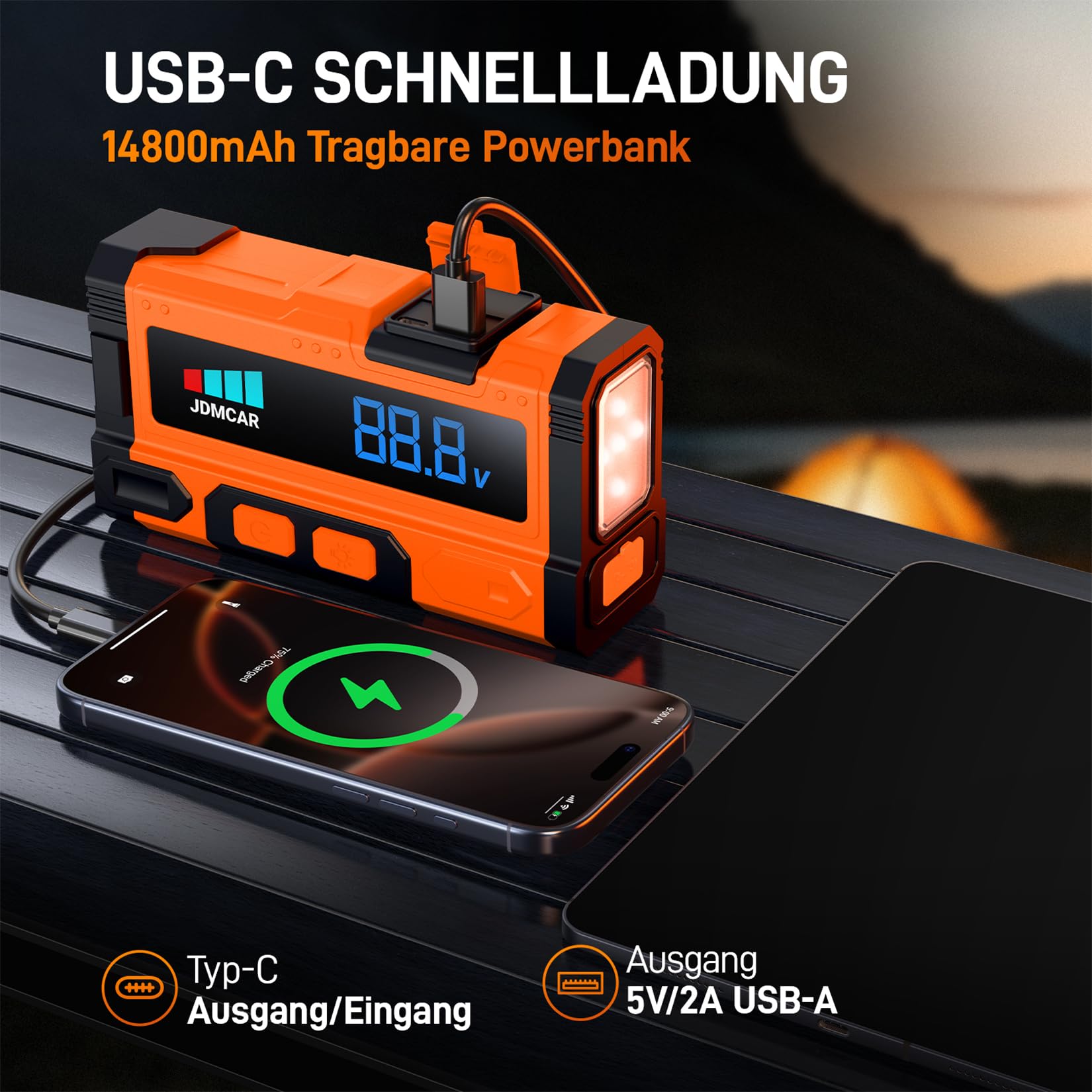 JDMCAR Starthilfe Powerbank Hochleistungs 6000A Mit LCDDisplay FürAutobatterie PkwBooster