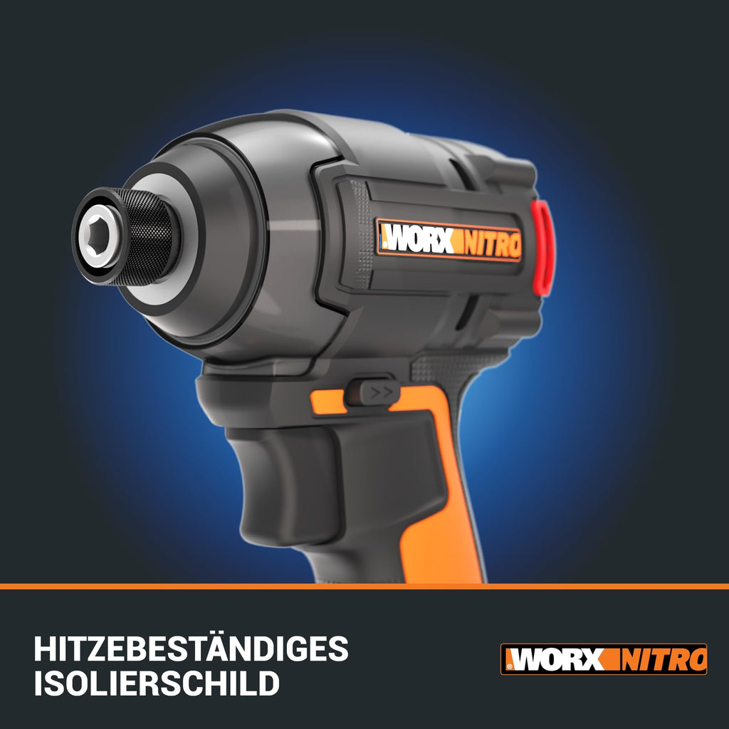 WORX Nitro Akku-Schlagschrauber 20V WX265.9 - leistungsstarker Brushless Motor - 3 Geschwindigkeitsstufe & 2 Modi - 200Nm Drehmoment - 3400 U/min - leicht & kompakt - ohne Akku & Ladegerät