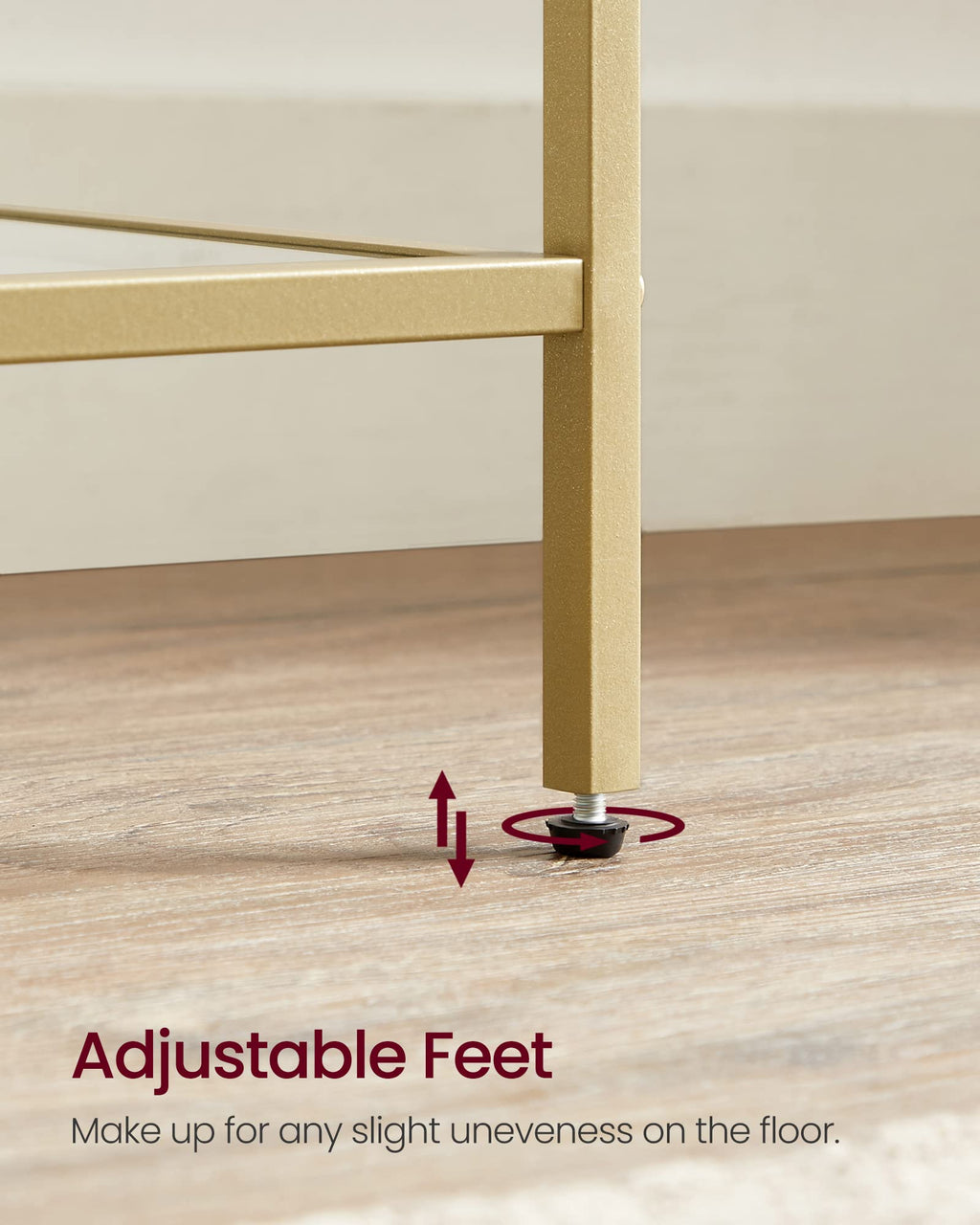 VASAGLE Regal mit 5 Ablagen, Badregal, gehärtetes Glas, einfache Montage, für Badezimmer, Wohnzimmer, Küche, Büro, transparent-metallisches Gold LGT029A01