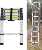 Teleskopleiter 2,6M/3,2M/3,8M/4,4M/5M Rutschfester Aluleiter Schiebeleiter Sprossenleiter, aus hochwertigem Aluminium, Ausziehleiter Teleskop-Design Mehrzweckleiter max 150 kg Belastbarkeit Silber